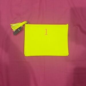 Aerie NWT Monogrammed “L” Bright Yellow Pouch with Tassel